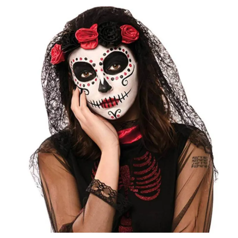 Disfrazzes Accesorios Halloween Y Terror ^Tocado y Velo Negro del Día de los Muertos