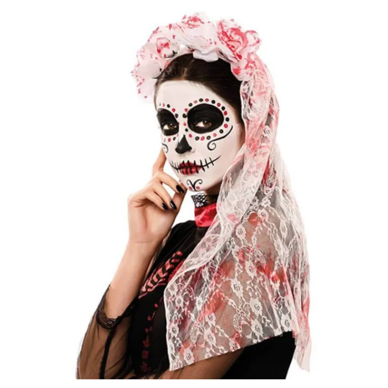 Disfrazzes Accesorios Halloween Y Terror ^Tocado y Velo Sangriento 60 cm