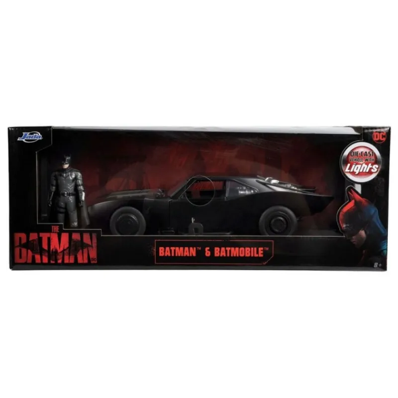 Jada Toys Regalos De Superhéroes Dc|Figuras Dc^Vehículo Batmobile 1/18 Batman con Figura 7 cm