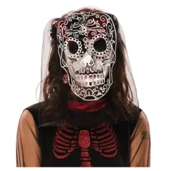 Disfrazzes Accesorios Halloween Y Terror ^Velo con Calavera del Día de los Muertos