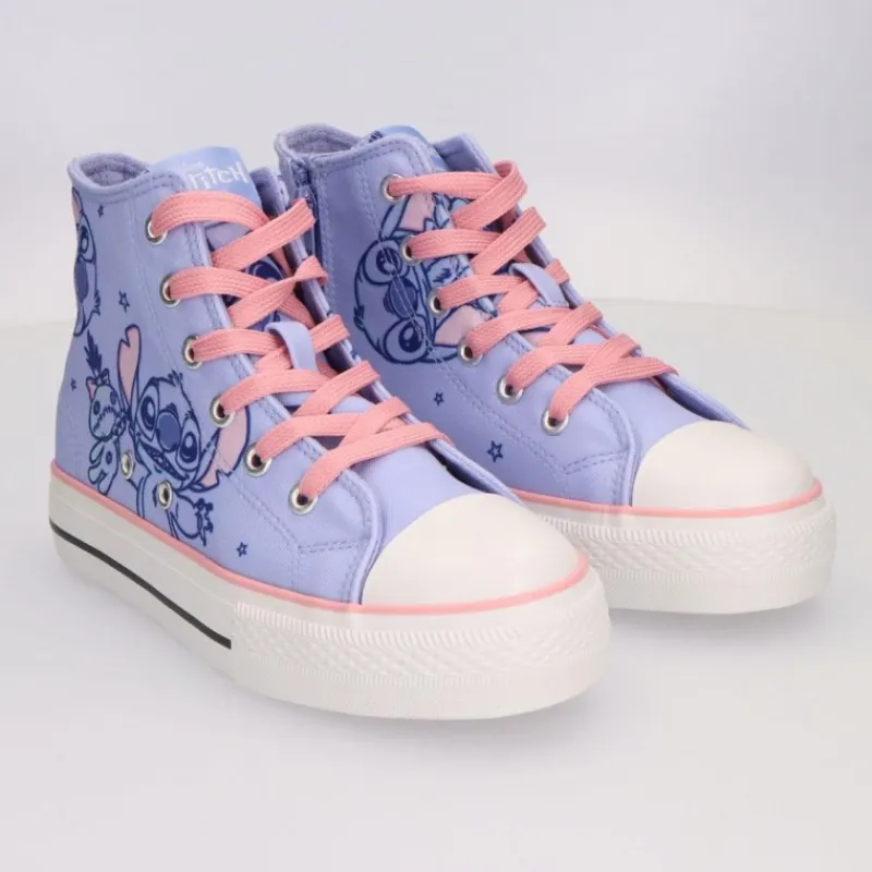 Cerdá Kids Disney Para Niñas|Calzado Kids^Zapatilla Alta de Loneta Vulcanizada Stitch